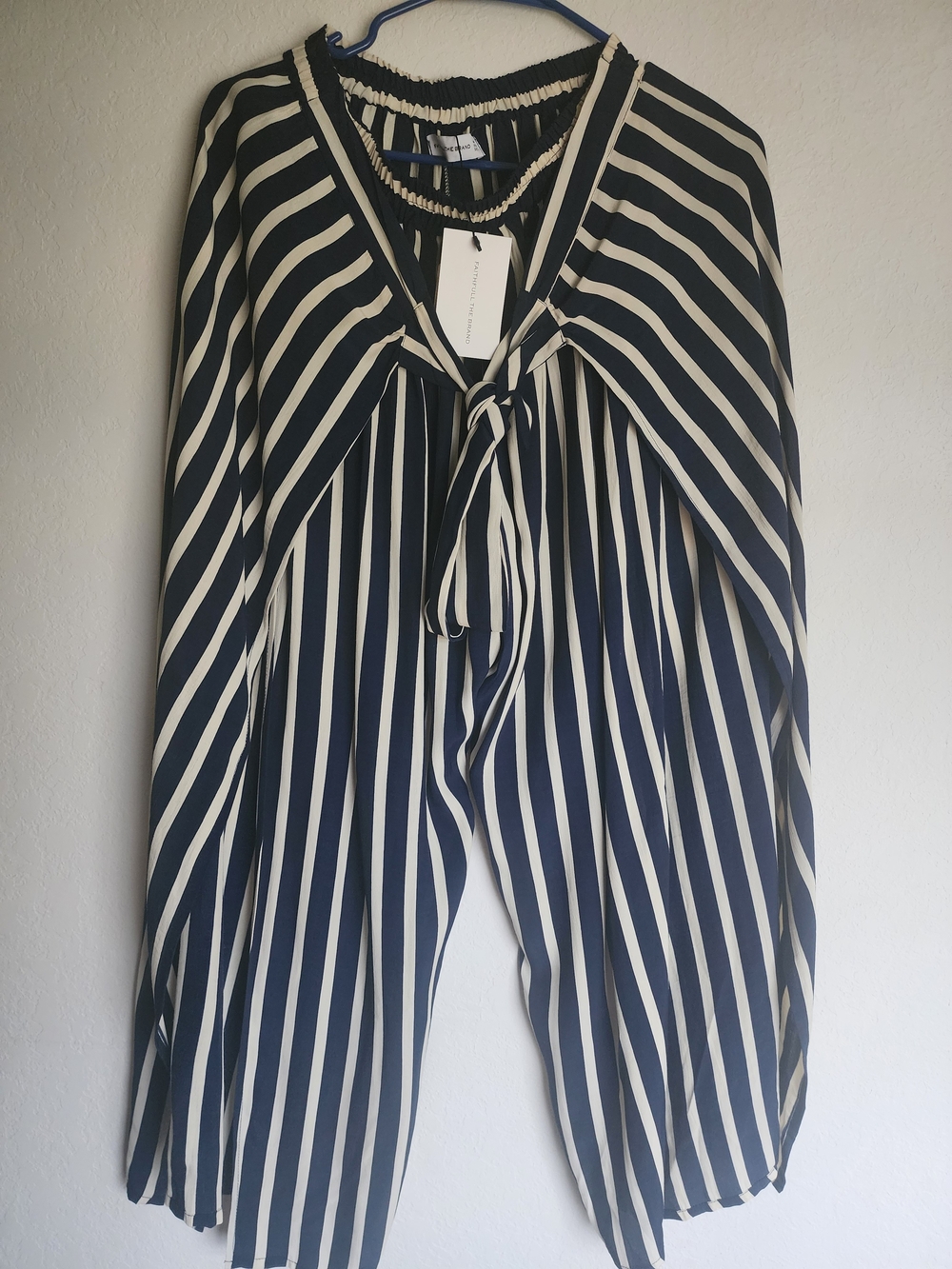 Faithfull the Brand Navy and White Wide-Leg Sand Island Pants By Anthopologie
